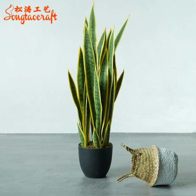 High Quality Hot Sale Yellow Decorative Snake Plant Artificial Sansewieria Bonsai Tree