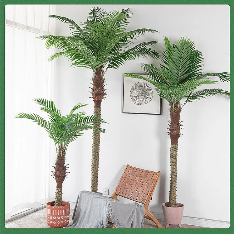 European Ins Hot Style Decoration Artificial Potted Plant Tall Palm Plant Bonsai Palm Tree for Hotel Garden Decoration