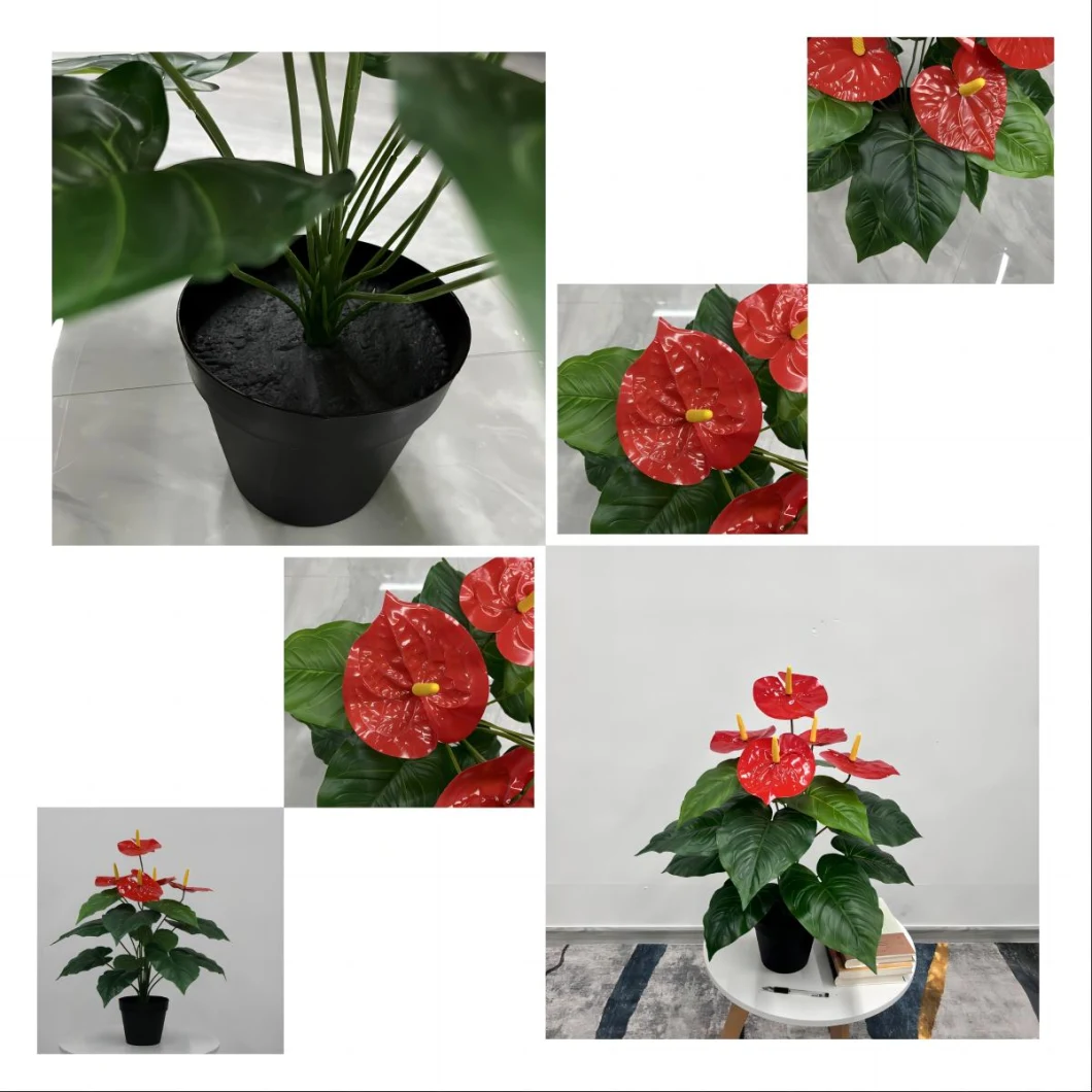 New Arrival 18 Leaves Small Bonsai Can Be Customized, Artificial and Decorative Plant Tree Streaky Anthurium